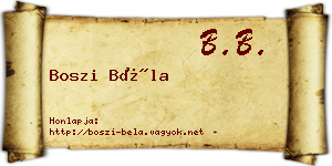 Boszi Béla névjegykártya